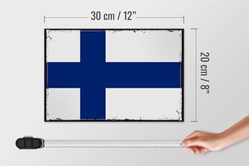 Panneau en bois drapeau de la Finlande 30x20cm Drapeau rétro de la Finlande 4