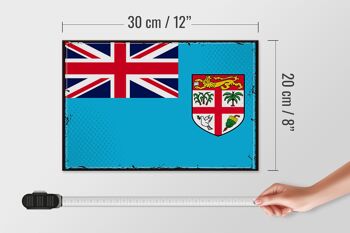 Panneau en bois drapeau des Fidji 30x20cm Drapeau rétro des Fidji 4