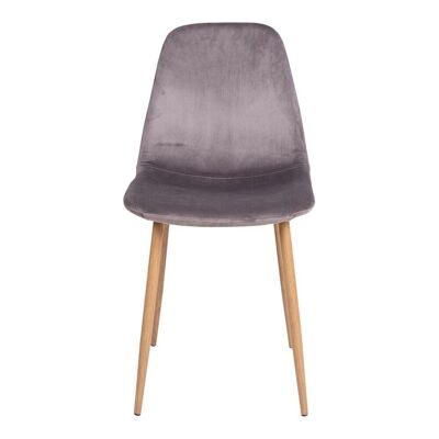 Stockholm Dining Chair - Chaise en velours gris avec pieds en bois