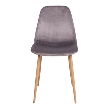 Stockholm Dining Chair - Chaise en velours gris avec pieds en bois 1