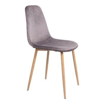 Stockholm Dining Chair - Chaise en velours gris avec pieds en bois 2