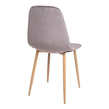 Stockholm Dining Chair - Chaise en velours gris avec pieds en bois 3