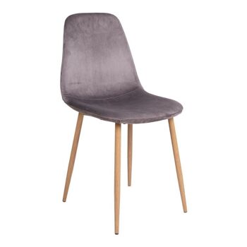 Stockholm Dining Chair - Chaise en velours gris avec pieds en bois 4