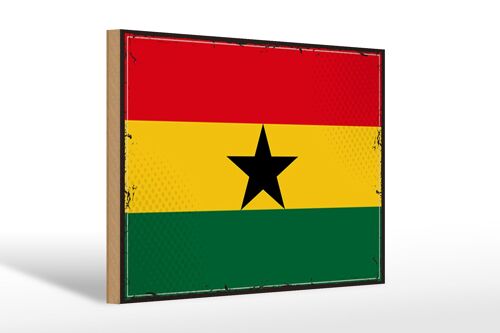 Holzschild Flagge Ghanas 30x20cm Retro Flag of Ghana