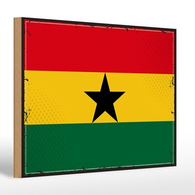 Letrero de madera Bandera de Ghana 30x20cm Bandera Retro de Ghana