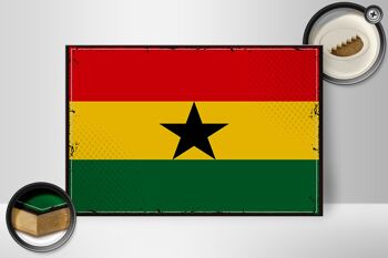 Panneau en bois drapeau du Ghana 30x20cm Drapeau rétro du Ghana 2