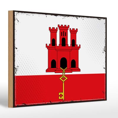 Holzschild Flagge Gibraltars 30x20cm Retro Flag Gibraltar