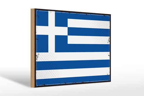 Holzschild Flagge Griechenlands 30x20cm Retro Flag Greece