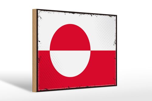 Holzschild Flagge Grönlands 30x20cm Retro Flag Greenland