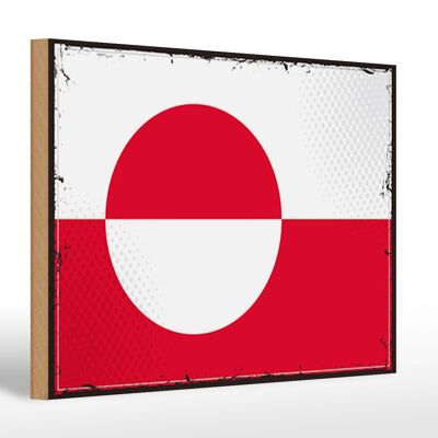 Cartello in legno bandiera della Groenlandia 30x20 cm Bandiera retrò della Groenlandia