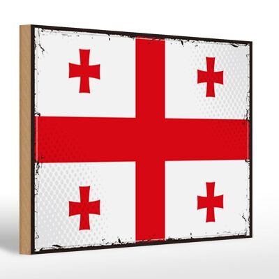 Cartello in legno bandiera della Georgia 30x20 cm Bandiera retrò della Georgia