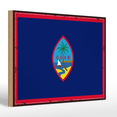 Holzschild Flagge Guams 30x20cm Retro Flag of Guam