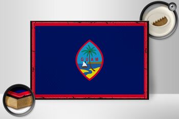 Panneau en bois drapeau de Guam 30x20cm Drapeau rétro de Guam 2