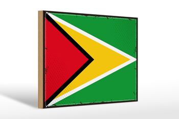 Panneau en bois drapeau de la Guyane 30x20cm Drapeau rétro de la Guyane 1