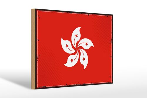 Holzschild Flagge Hongkongs 30x20cm Retro Flag Hong Kong