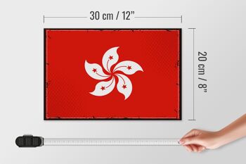 Panneau en bois drapeau de Hong Kong 30x20cm Drapeau rétro Hong Kong 4
