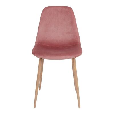 Stockholm Dining Chair - Chaise en velours rose avec pieds en bois