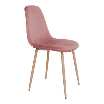 Stockholm Dining Chair - Chaise en velours rose avec pieds en bois 2