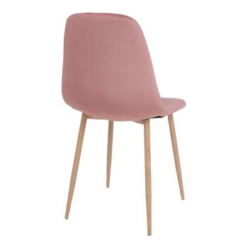 Stockholm Dining Chair - Chaise en velours rose avec pieds en bois 3