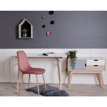 Stockholm Dining Chair - Chaise en velours rose avec pieds en bois 5
