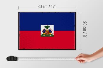 Panneau en bois drapeau d'Haïti 30x20cm Drapeau rétro d'Haïti 4
