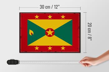 Panneau en bois drapeau de la Grenade 30x20cm Drapeau rétro de la Grenade 4
