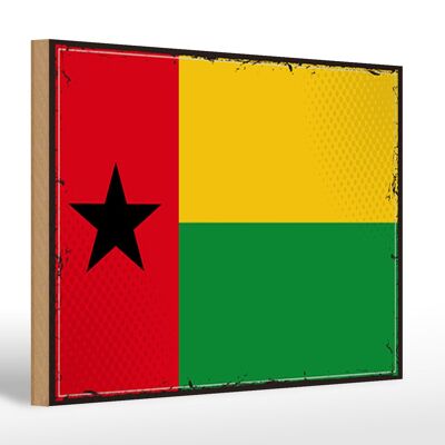 Cartello in legno bandiera della Guinea-Bissau 30x20 cm Retro Guinea