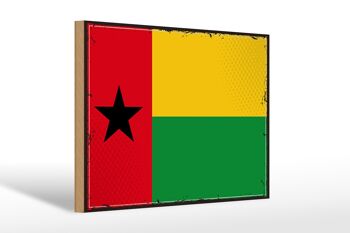 Panneau en bois drapeau de Guinée-Bissau 30x20cm Rétro Guinée 1