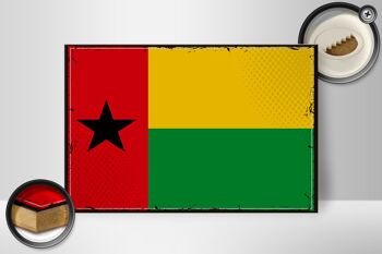 Panneau en bois drapeau de Guinée-Bissau 30x20cm Rétro Guinée 2