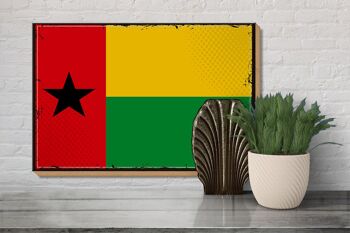 Panneau en bois drapeau de Guinée-Bissau 30x20cm Rétro Guinée 3