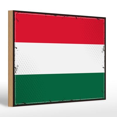 Holzschild Flagge Ungarns 30x20cm Retro Flag of Hungary