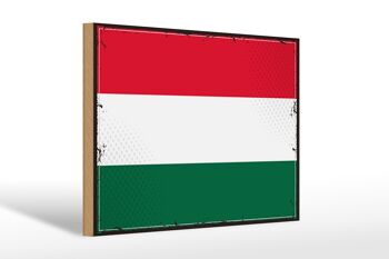 Panneau en bois drapeau de la Hongrie 30x20cm Drapeau rétro de la Hongrie 1