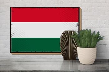 Panneau en bois drapeau de la Hongrie 30x20cm Drapeau rétro de la Hongrie 3
