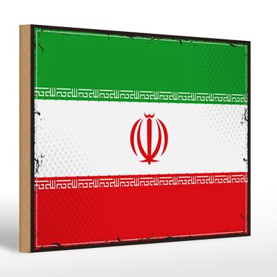 Holzschild Flagge Iran 30x20cm Retro Flag of iran