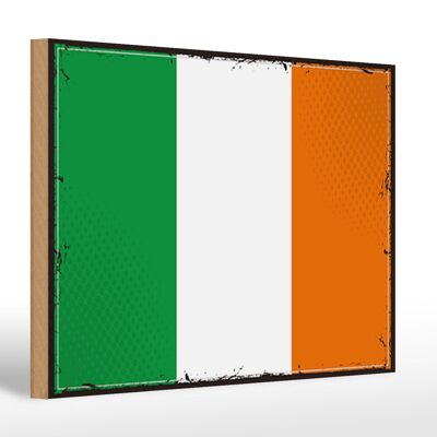 Letrero de madera Bandera de Irlanda 30x20cm Bandera Retro de Irlanda