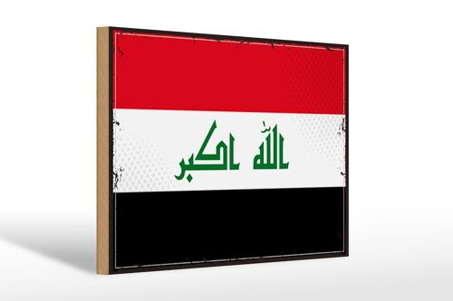 Holzschild Flagge Irak 30x20cm Retro Flag of Iraq