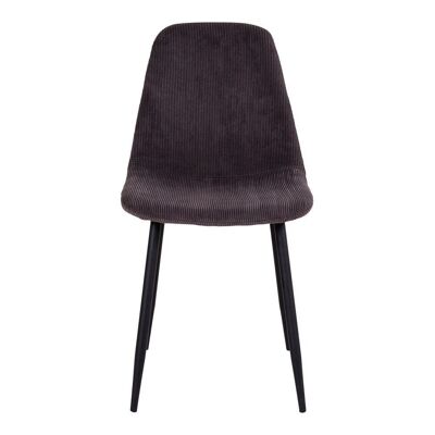 Stockholm Dining Chair - Chaise en velours côtelé gris foncé avec pieds noirs