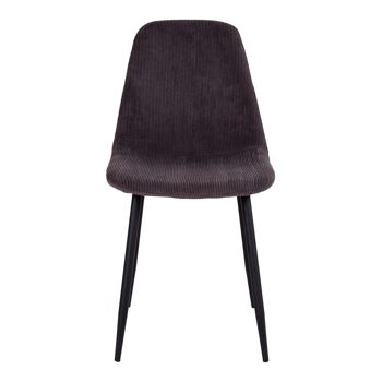 Stockholm Dining Chair - Chaise en velours côtelé gris foncé avec pieds noirs 1