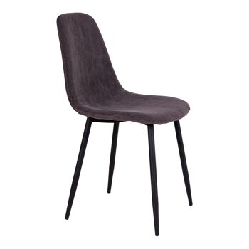 Stockholm Dining Chair - Chaise en velours côtelé gris foncé avec pieds noirs 2