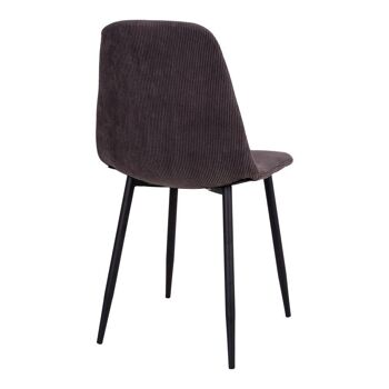 Stockholm Dining Chair - Chaise en velours côtelé gris foncé avec pieds noirs 3