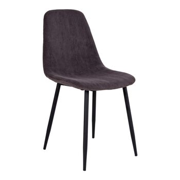 Stockholm Dining Chair - Chaise en velours côtelé gris foncé avec pieds noirs 4