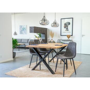 Stockholm Dining Chair - Chaise en velours côtelé gris foncé avec pieds noirs 5