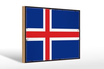 Panneau en bois drapeau de l'Islande 30x20cm Drapeau rétro de l'Islande 1
