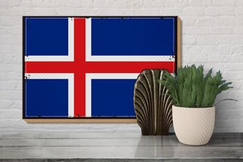 Panneau en bois drapeau de l'Islande 30x20cm Drapeau rétro de l'Islande 3