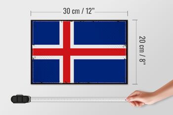 Panneau en bois drapeau de l'Islande 30x20cm Drapeau rétro de l'Islande 4