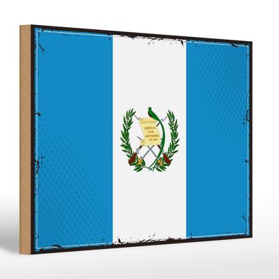 Letrero de madera Bandera de Guatemala 30x20cm Bandera Retro Guatemala