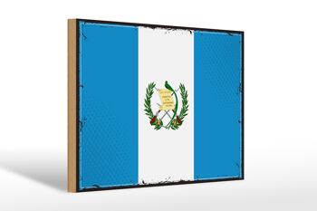 Panneau en bois drapeau du Guatemala 30x20cm drapeau rétro Guatemala 1