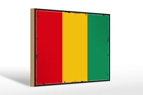 Holzschild Flagge Guineas 30x20cm Retro Flag of Guinea