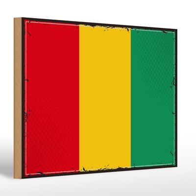 Holzschild Flagge Guineas 30x20cm Retro Flag of Guinea