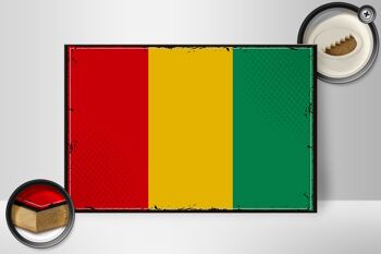 Panneau en bois Drapeau de la Guinée 30x20cm Rétro Drapeau de la Guinée 2